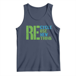 Recycle Reuse Renew Rethink Tank Top Earth Day TS12 Navy Print Your Wear