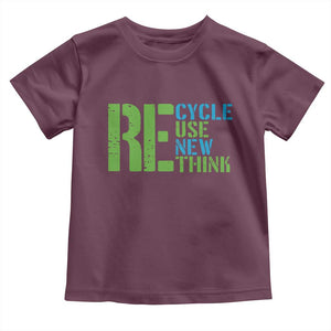 Recycle Reuse Renew Rethink Toddler T Shirt Earth Day TS12 Maroon Print Your Wear