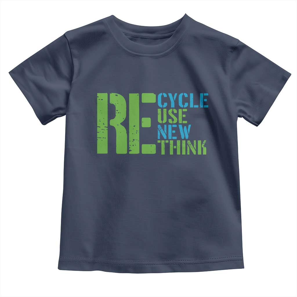 Recycle Reuse Renew Rethink Toddler T Shirt Earth Day TS12 Navy Print Your Wear