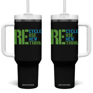 Recycle Reuse Renew Rethink Tumbler With Handle Earth Day TS12 One Size: 40 oz Black Print Your Wear