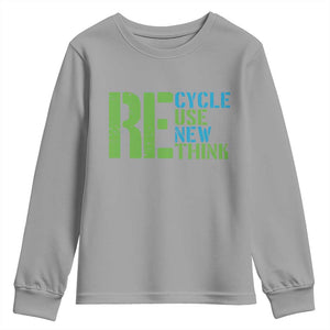 Recycle Reuse Renew Rethink Youth Sweatshirt Earth Day TS12 Sport Gray Print Your Wear