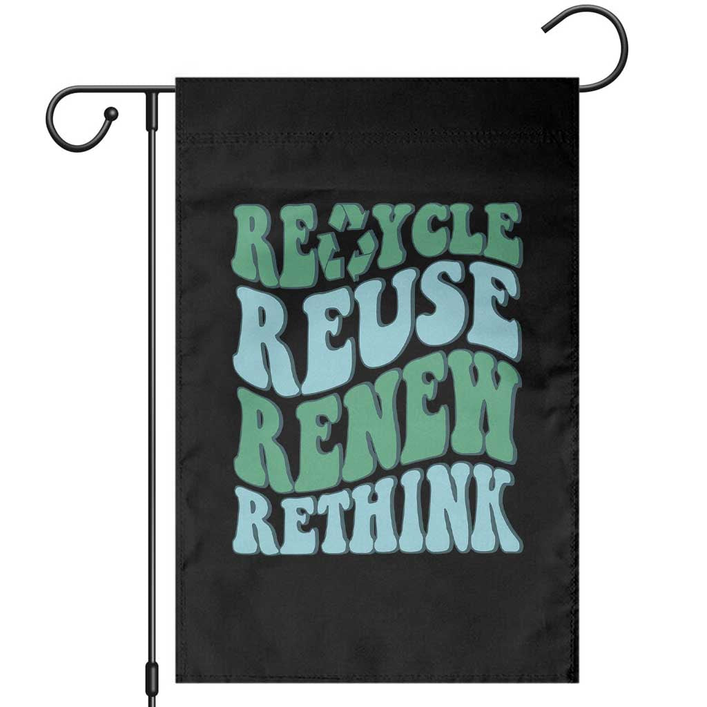 Recycle Reuse Renew Rethink Garden Flag Eco Friendly Earth Day TS12 Black Print Your Wear