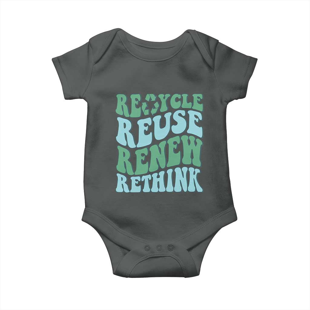 Recycle Reuse Renew Rethink Baby Onesie Eco Friendly Earth Day TS12 Dark Heather Print Your Wear