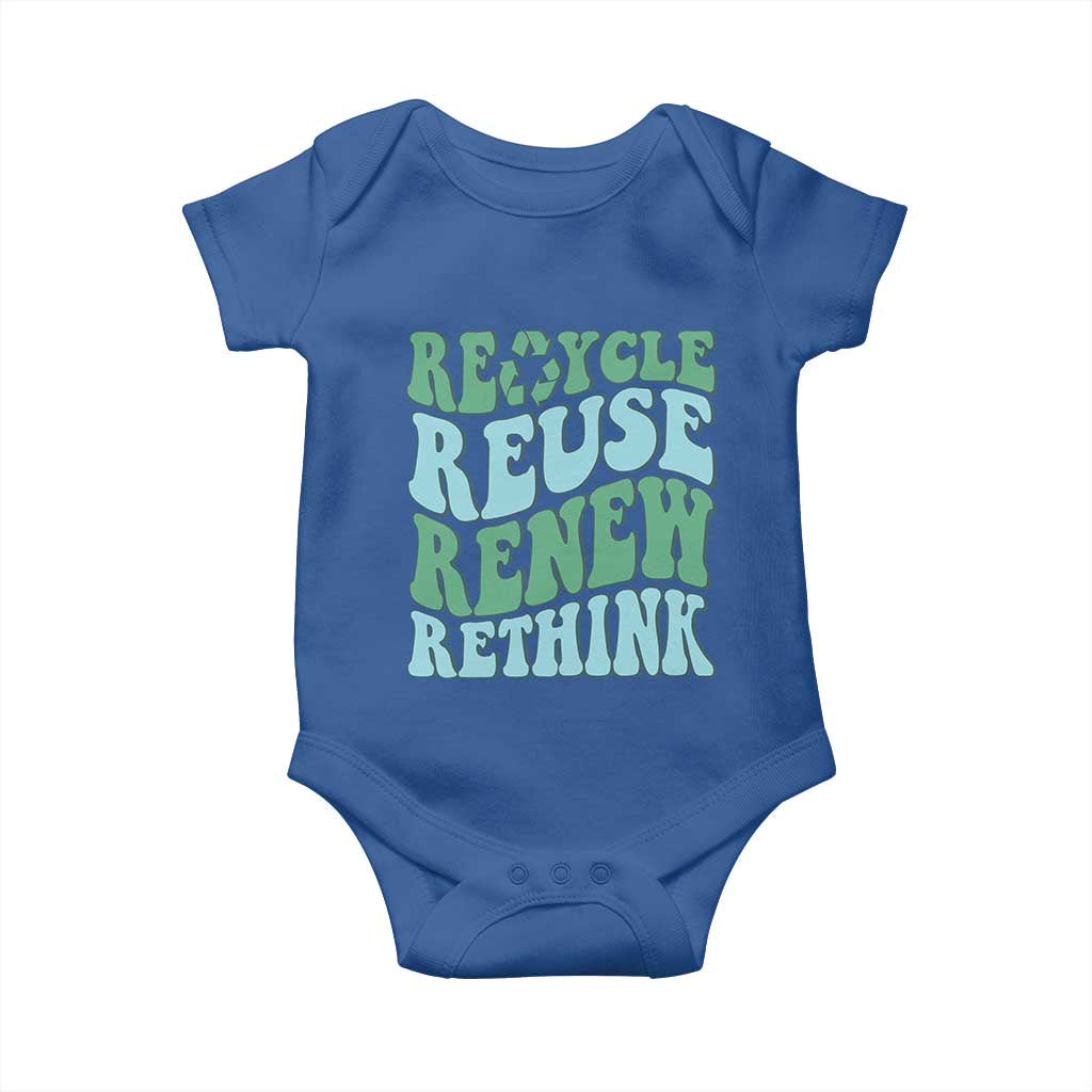 Recycle Reuse Renew Rethink Baby Onesie Eco Friendly Earth Day TS12 Royal Blue Print Your Wear