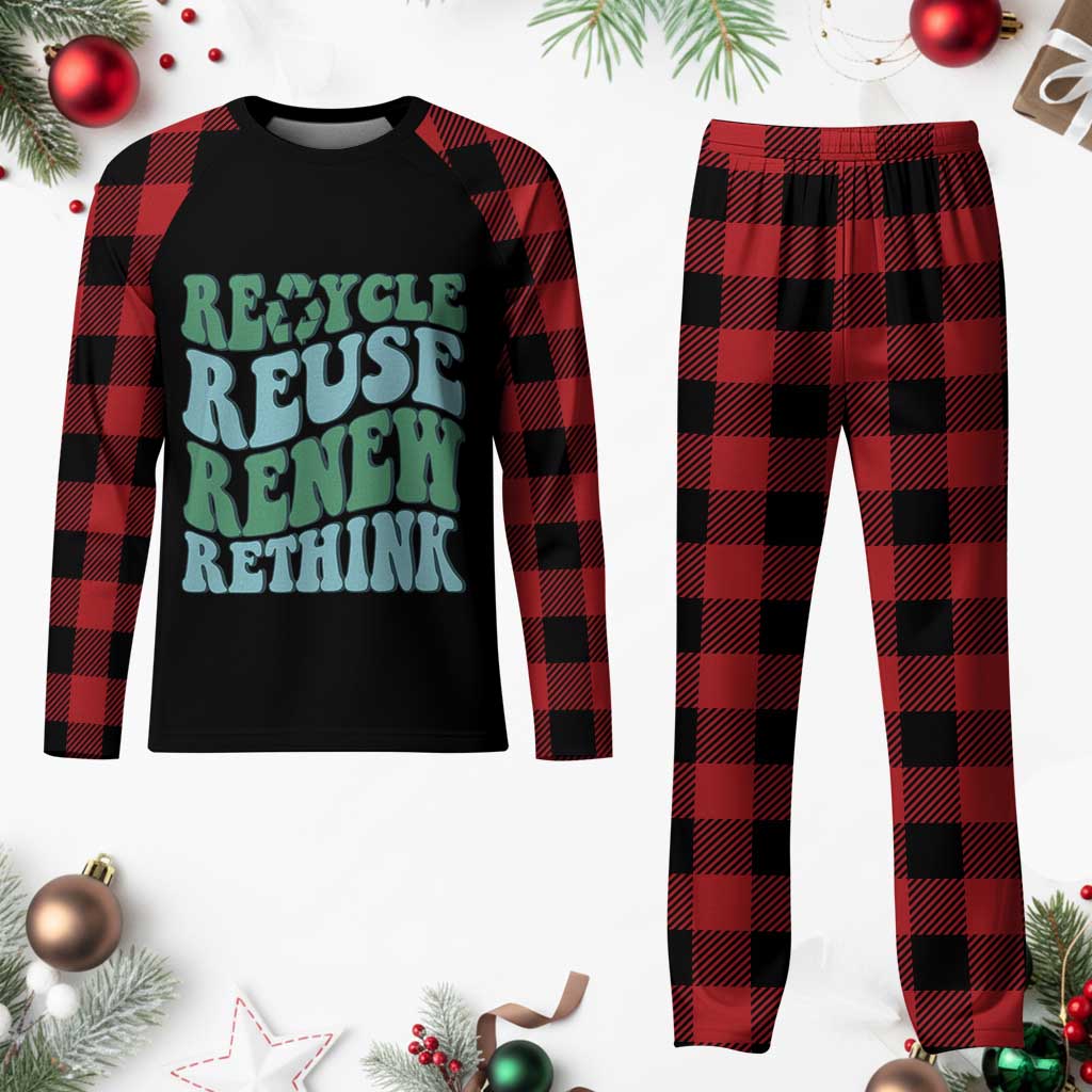 Recycle Reuse Renew Rethink Plaid Pajama Set Eco Friendly Earth Day TS12 Buffalo Plaid Print Your Wear