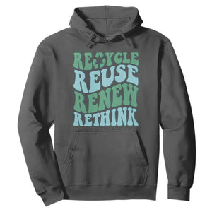 Recycle Reuse Renew Rethink Hoodie Eco Friendly Earth Day TS12 Dark Heather Print Your Wear
