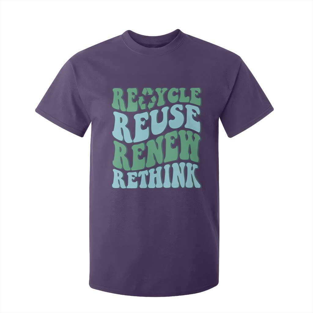 Recycle Reuse Renew Rethink T Shirt For Kid Eco Friendly Earth Day TS12 Purple Print Your Wear