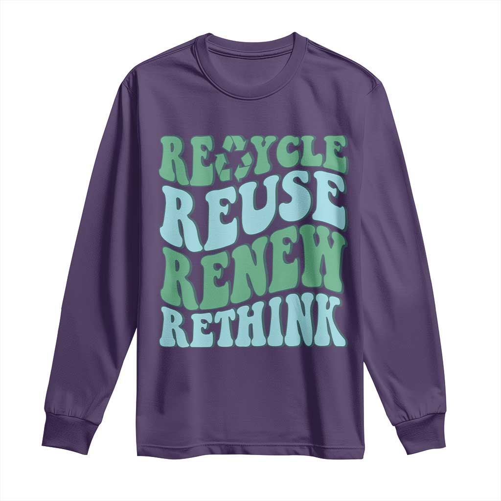Recycle Reuse Renew Rethink Long Sleeve Shirt Eco Friendly Earth Day TS12 Purple Print Your Wear