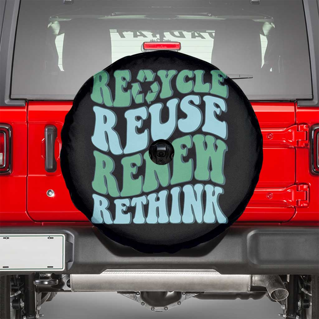 Recycle Reuse Renew Rethink Spare Tire Cover Eco Friendly Earth Day TS12 Black Print Your Wear