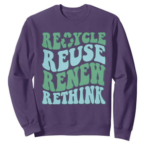 Recycle Reuse Renew Rethink Sweatshirt Eco Friendly Earth Day TS12 Purple Print Your Wear