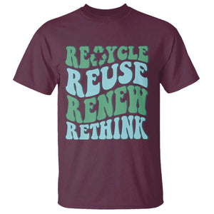 Recycle Reuse Renew Rethink T Shirt Eco Friendly Earth Day TS12 Maroon Print Your Wear