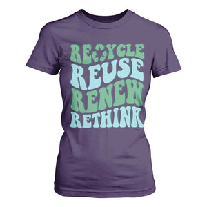 Recycle Reuse Renew Rethink T Shirt For Women Eco Friendly Earth Day TS12 Purple Print Your Wear