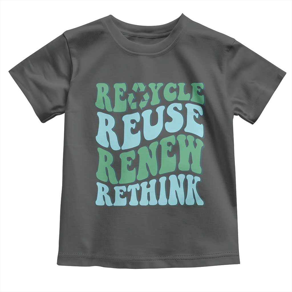 Recycle Reuse Renew Rethink Toddler T Shirt Eco Friendly Earth Day TS12 Dark Heather Print Your Wear