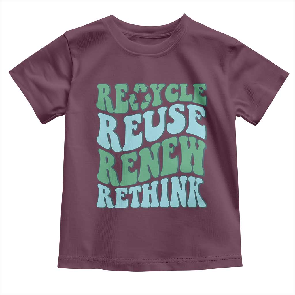 Recycle Reuse Renew Rethink Toddler T Shirt Eco Friendly Earth Day TS12 Maroon Print Your Wear
