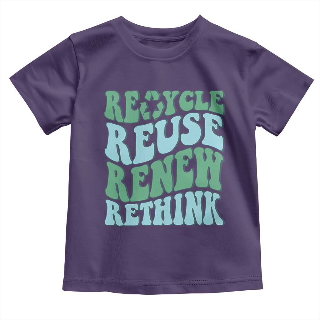 Recycle Reuse Renew Rethink Toddler T Shirt Eco Friendly Earth Day TS12 Purple Print Your Wear