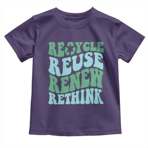 Recycle Reuse Renew Rethink Toddler T Shirt Eco Friendly Earth Day TS12 Purple Print Your Wear