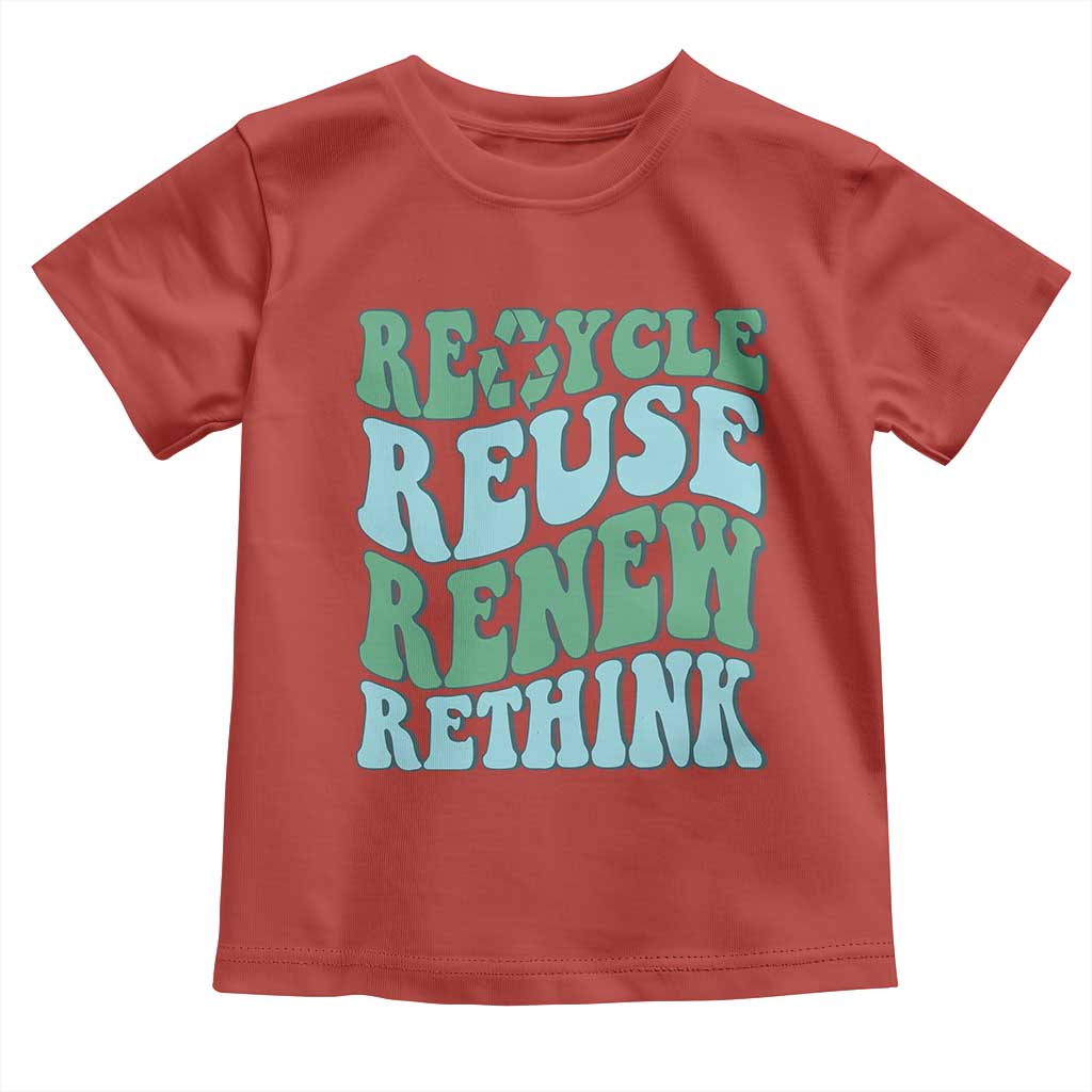 Recycle Reuse Renew Rethink Toddler T Shirt Eco Friendly Earth Day TS12 Red Print Your Wear
