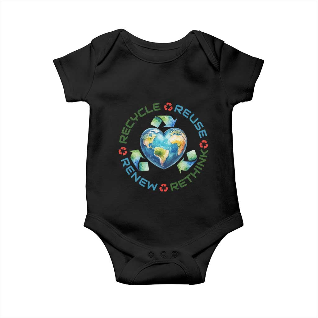 Recycle Reuse Renew Rethink Baby Onesie Zero Waste Life TS12 Black Print Your Wear
