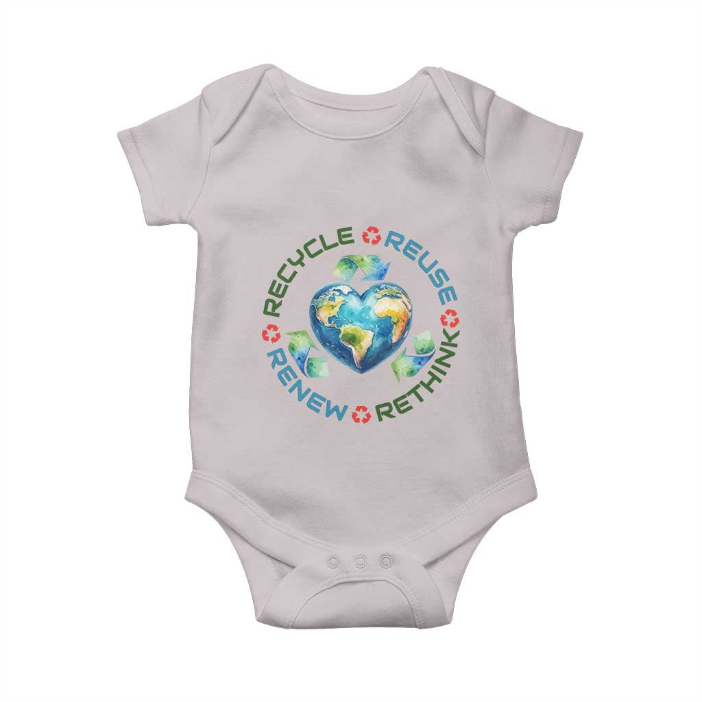 Recycle Reuse Renew Rethink Baby Onesie Zero Waste Life TS12 Ice Gray Print Your Wear