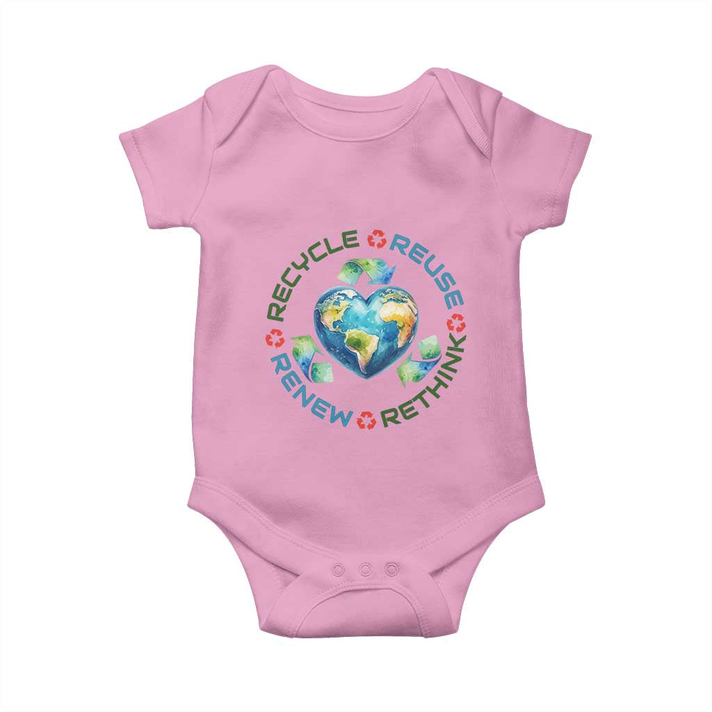 Recycle Reuse Renew Rethink Baby Onesie Zero Waste Life TS12 Light Pink Print Your Wear