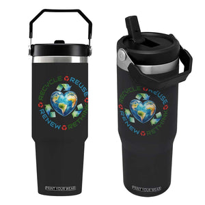 Recycle Reuse Renew Rethink Flip Straw Tumbler Zero Waste Life TS12 One Size: 30 oz Black Print Your Wear