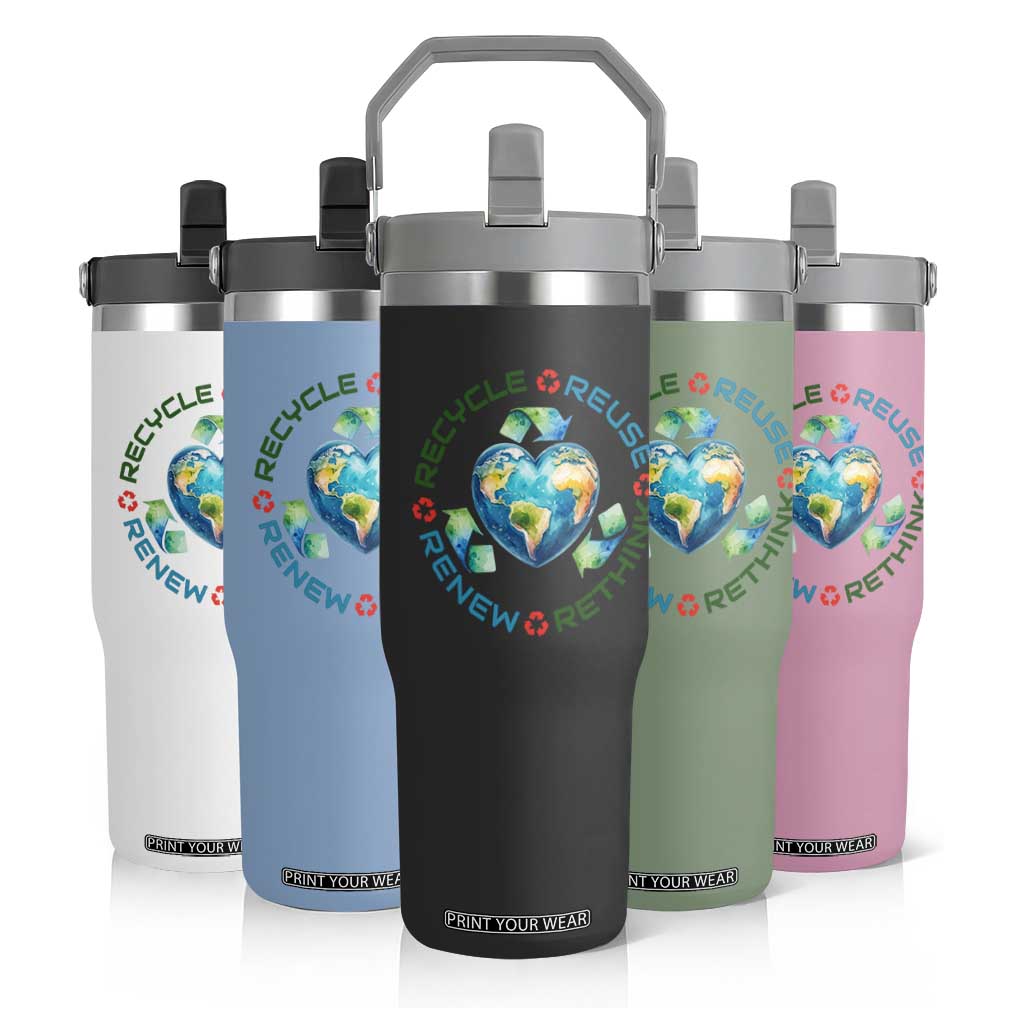 Recycle Reuse Renew Rethink Flip Straw Tumbler Zero Waste Life TS12 Print Your Wear