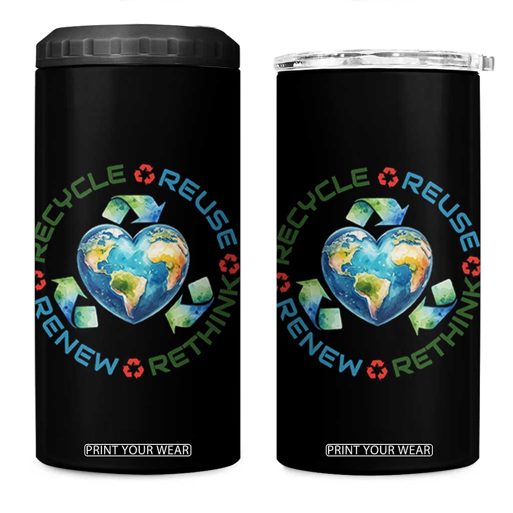 Recycle Reuse Renew Rethink 4 in 1 Can Cooler Tumbler Zero Waste Life TS12 One Size: 16 oz Black Print Your Wear