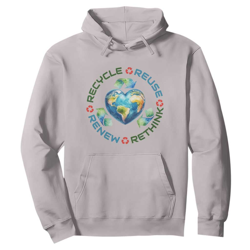 Recycle Reuse Renew Rethink Hoodie Zero Waste Life TS12 Ice Gray Print Your Wear