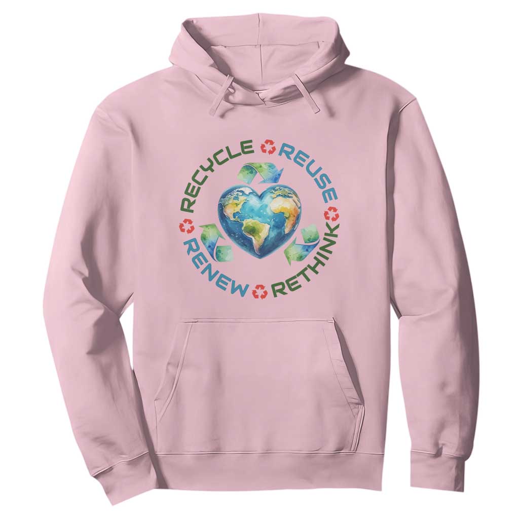 Recycle Reuse Renew Rethink Hoodie Zero Waste Life TS12 Light Pink Print Your Wear