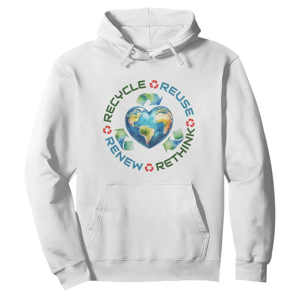 Recycle Reuse Renew Rethink Hoodie Zero Waste Life TS12 White Print Your Wear