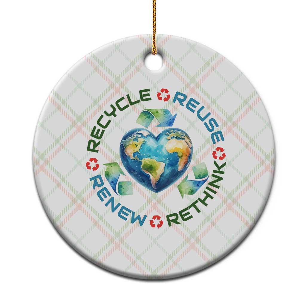 Recycle Reuse Renew Rethink Ceramic Ornament Zero Waste Life TS12 1pc Christmas Plaid Print Your Wear