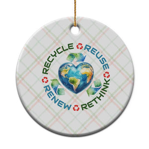 Recycle Reuse Renew Rethink Ceramic Ornament Zero Waste Life TS12 1pc Christmas Plaid Print Your Wear