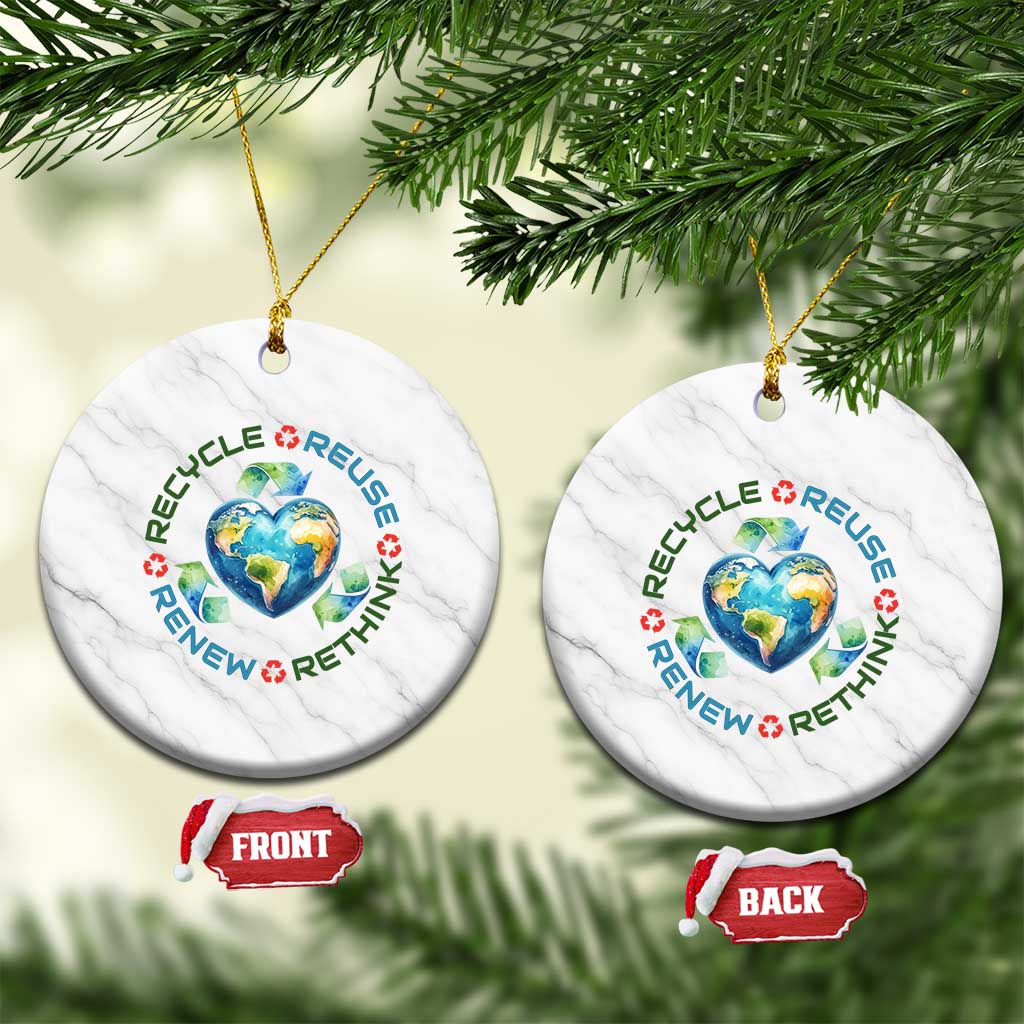 Recycle Reuse Renew Rethink Ceramic Ornament Zero Waste Life TS12 1pc White Marble Print Your Wear