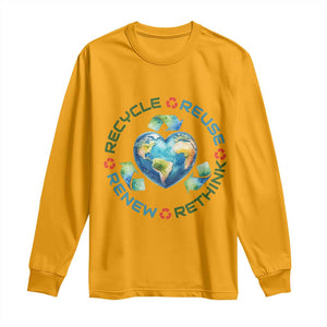 Recycle Reuse Renew Rethink Long Sleeve Shirt Zero Waste Life TS12 Gold Print Your Wear