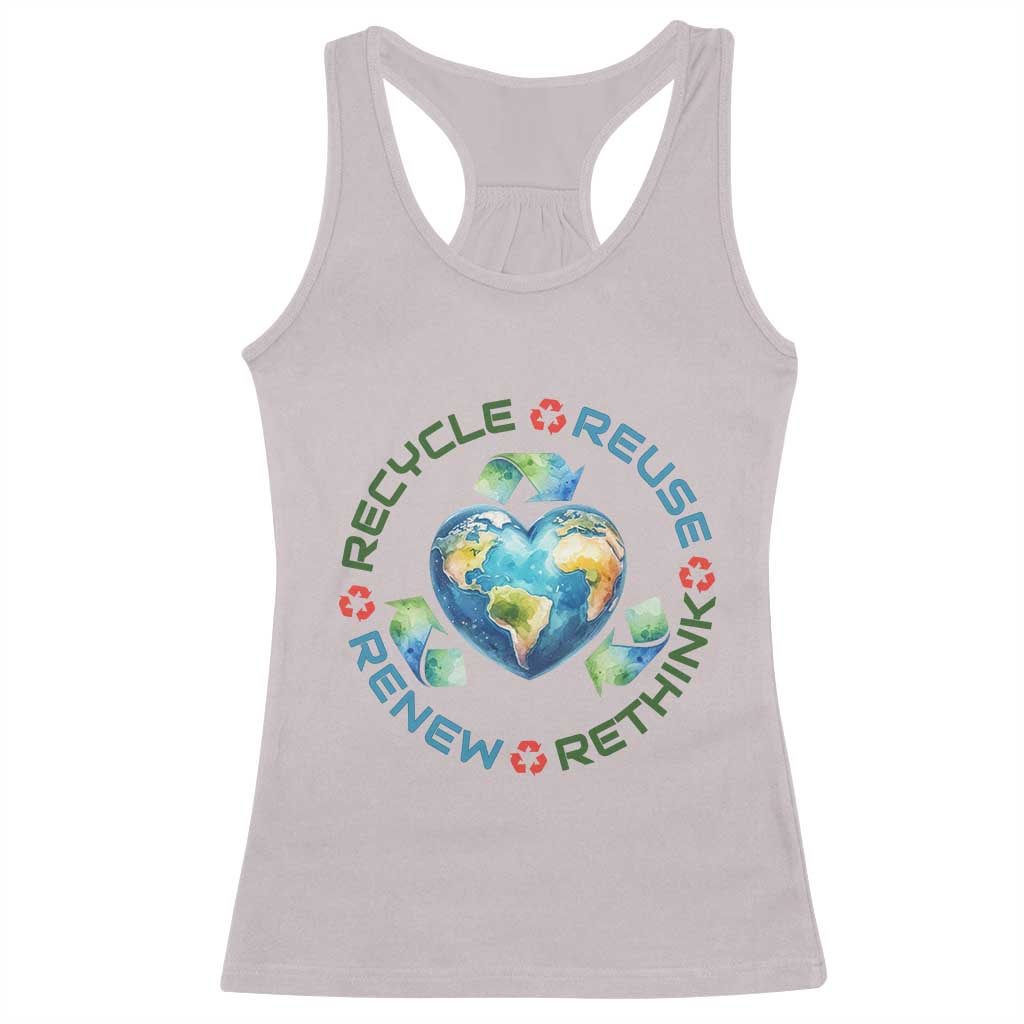 Recycle Reuse Renew Rethink Racerback Tank Top Zero Waste Life TS12 Ice Gray Print Your Wear