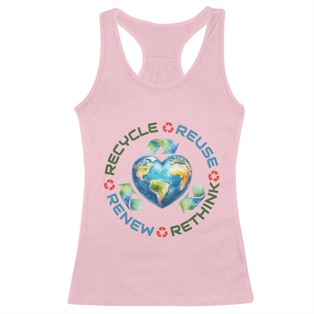 Recycle Reuse Renew Rethink Racerback Tank Top Zero Waste Life TS12 Light Pink Print Your Wear