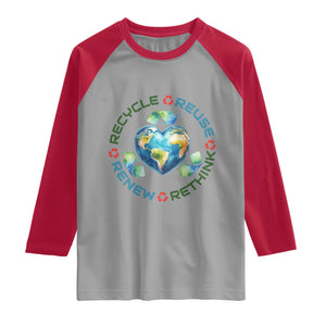 Recycle Reuse Renew Rethink Raglan Shirt Zero Waste Life TS12 Sport Gray Red Print Your Wear