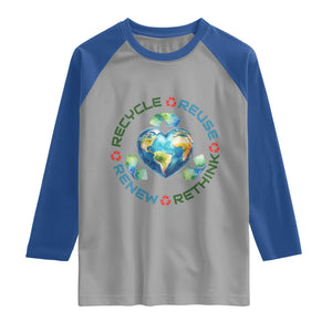 Recycle Reuse Renew Rethink Raglan Shirt Zero Waste Life TS12 Sport Gray Royal Print Your Wear