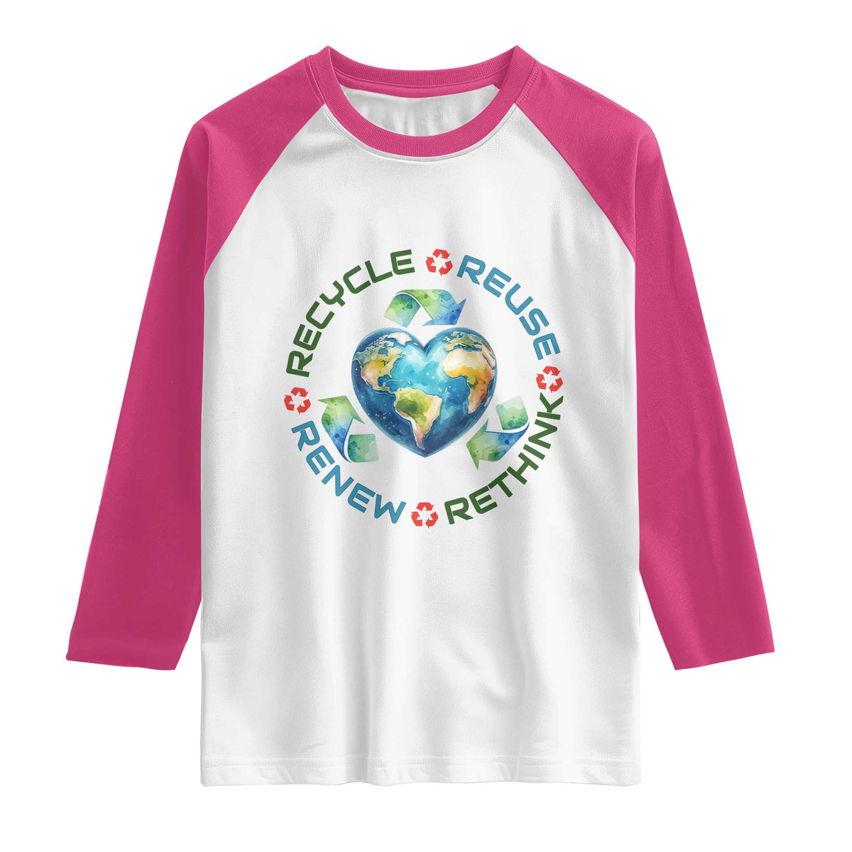 Recycle Reuse Renew Rethink Raglan Shirt Zero Waste Life TS12 White Heliconia Print Your Wear