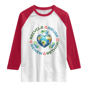 Recycle Reuse Renew Rethink Raglan Shirt Zero Waste Life TS12 White Red Print Your Wear