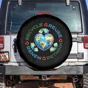 Recycle Reuse Renew Rethink Spare Tire Cover Zero Waste Life TS12 No hole Black Print Your Wear