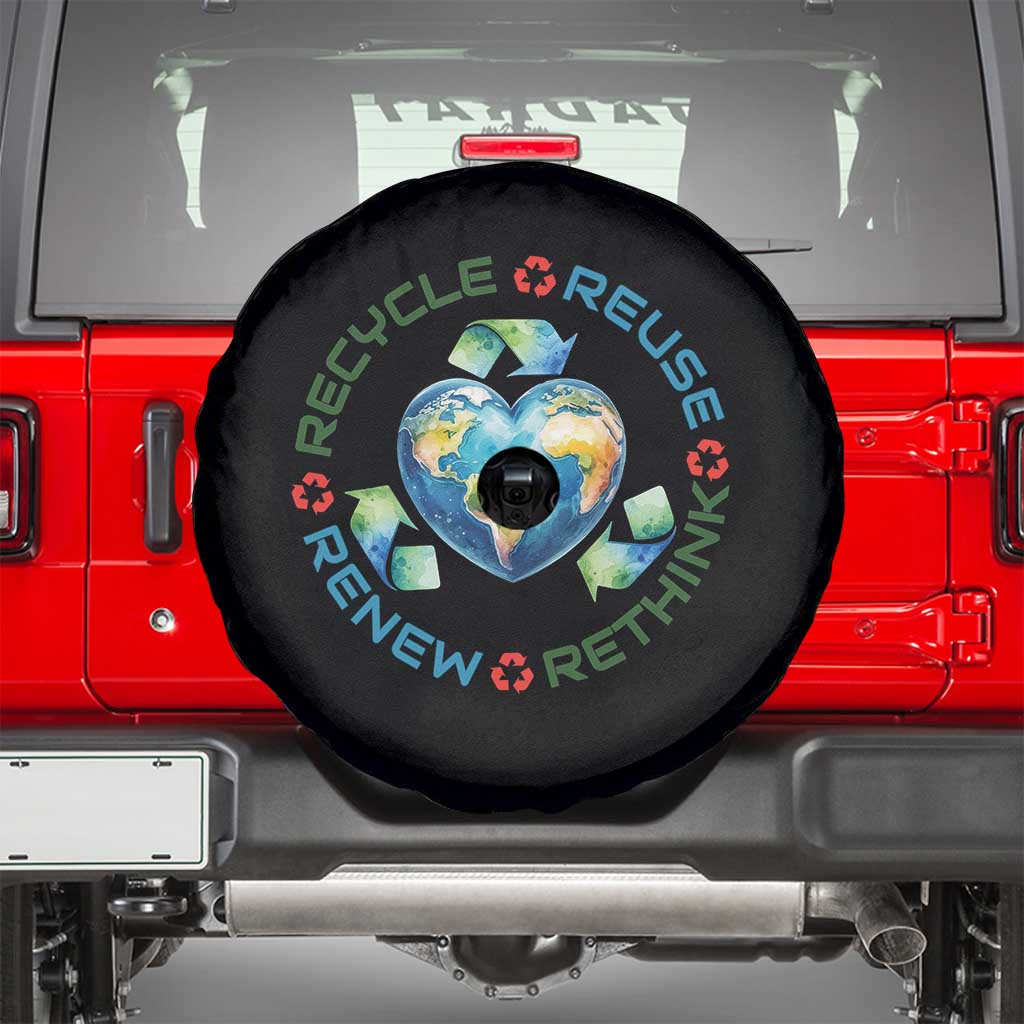 Recycle Reuse Renew Rethink Spare Tire Cover Zero Waste Life TS12 Black Print Your Wear