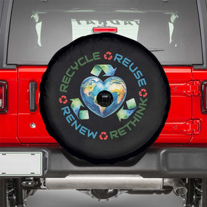 Recycle Reuse Renew Rethink Spare Tire Cover Zero Waste Life TS12 Black Print Your Wear