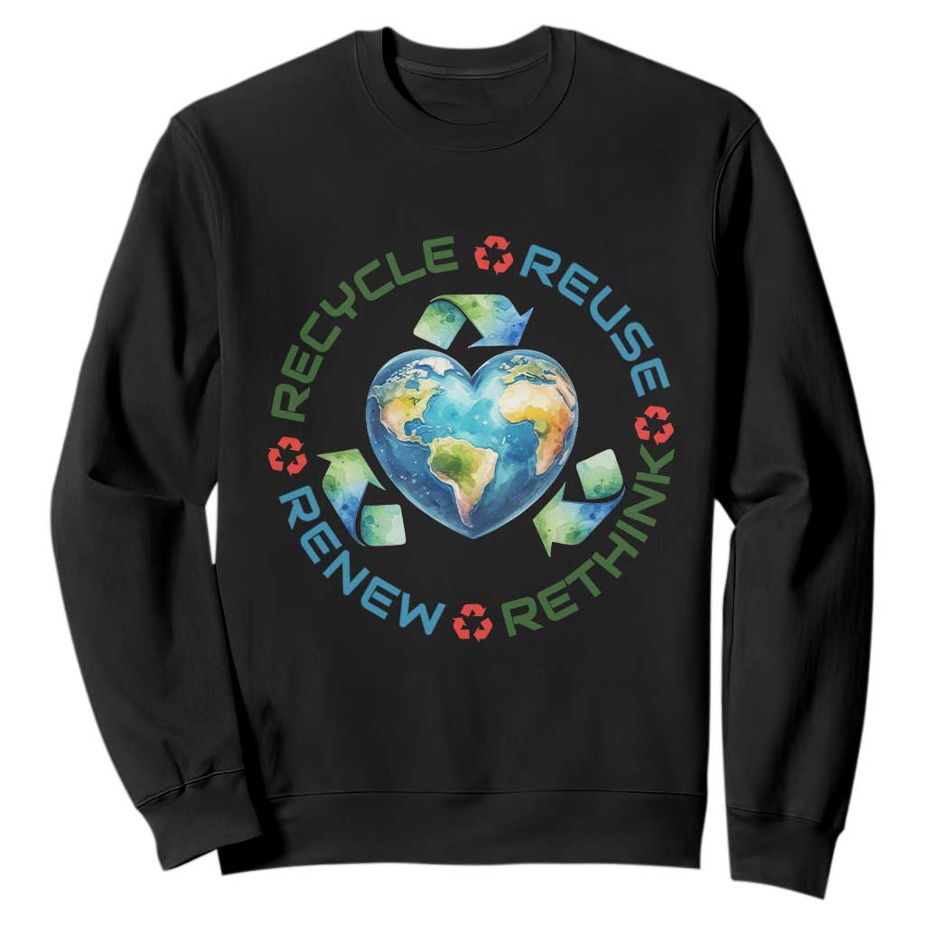 Recycle Reuse Renew Rethink Sweatshirt Zero Waste Life TS12 Black Print Your Wear