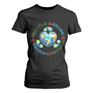 Recycle Reuse Renew Rethink T Shirt For Women Zero Waste Life TS12 Black Print Your Wear