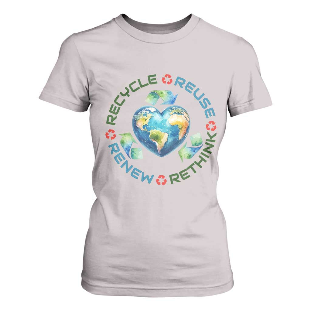 Recycle Reuse Renew Rethink T Shirt For Women Zero Waste Life TS12 Ice Gray Print Your Wear