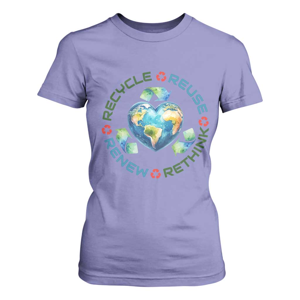 Recycle Reuse Renew Rethink T Shirt For Women Zero Waste Life TS12 Violet Print Your Wear