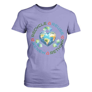 Recycle Reuse Renew Rethink T Shirt For Women Zero Waste Life TS12 Violet Print Your Wear
