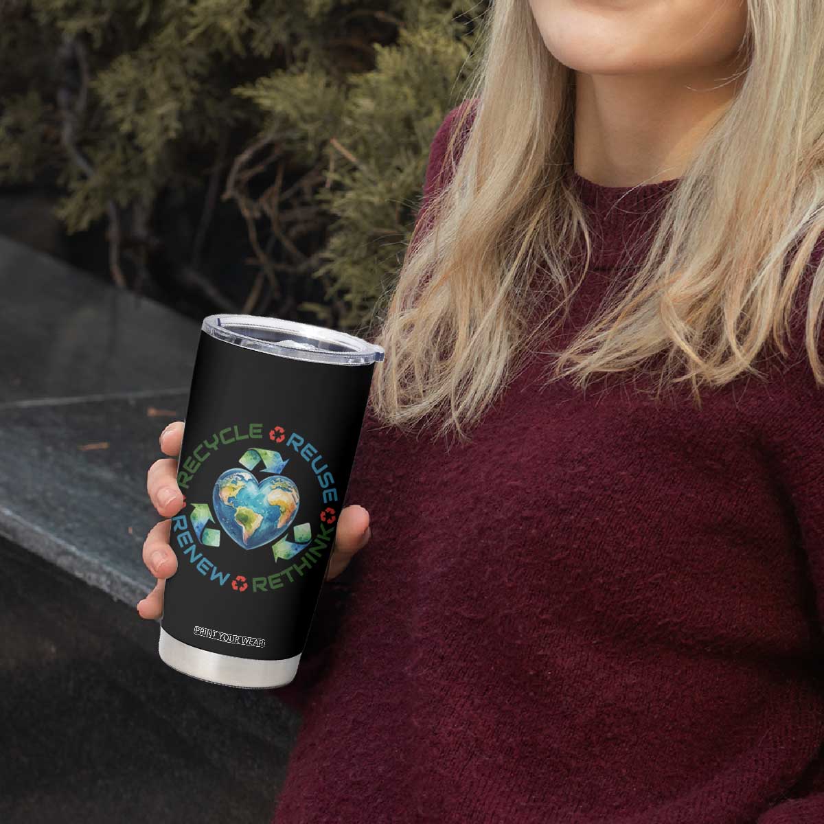 Recycle Reuse Renew Rethink Tumbler Cup Zero Waste Life TS12 Print Your Wear