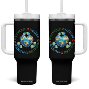 Recycle Reuse Renew Rethink Tumbler With Handle Zero Waste Life TS12 One Size: 40 oz Black Print Your Wear